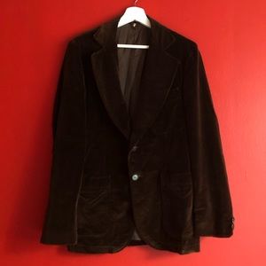 60s Vintage Velvet Chocolate Brown Suit Jacket